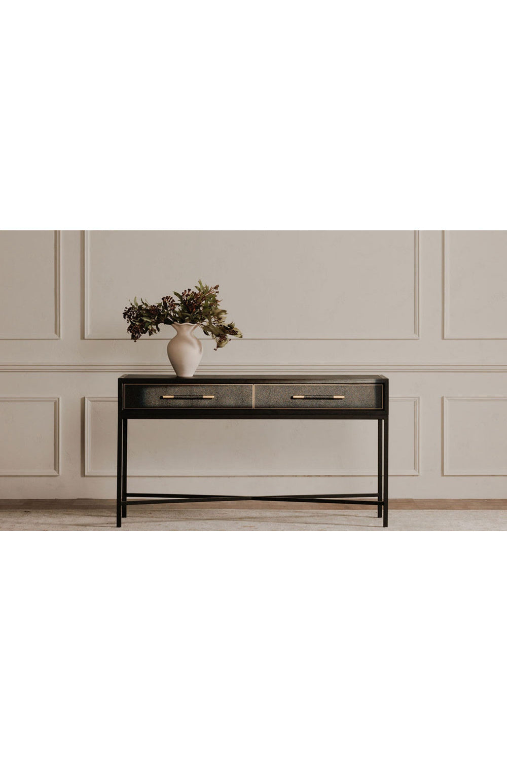 Modern European furniture - Black Vegan Leather Console Table - www.oroa.com