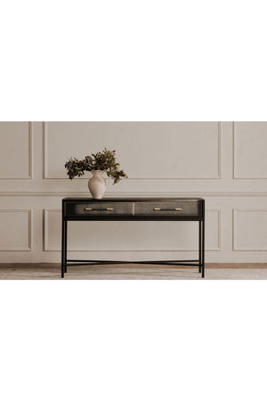 Modern European furniture - Black Vegan Leather Console Table - www.oroa.com