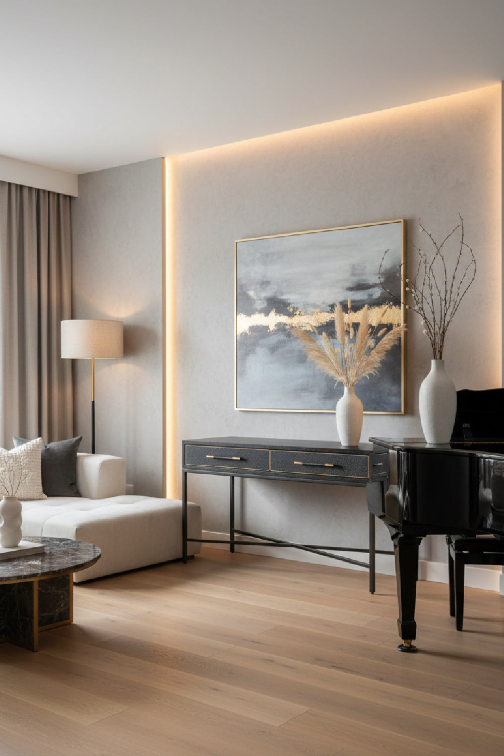 Modern European furniture - Black Vegan Leather Console Table - www.oroa.com