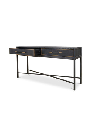 Modern European furniture - Black Vegan Leather Console Table - www.oroa.com