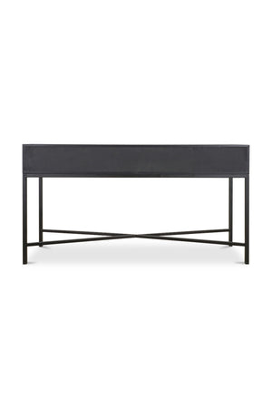 Modern European furniture - Black Vegan Leather Console Table - www.oroa.com