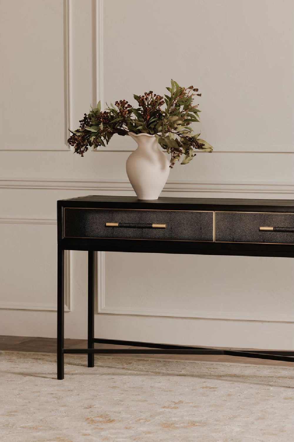 Modern European furniture - Black Vegan Leather Console Table - www.oroa.com