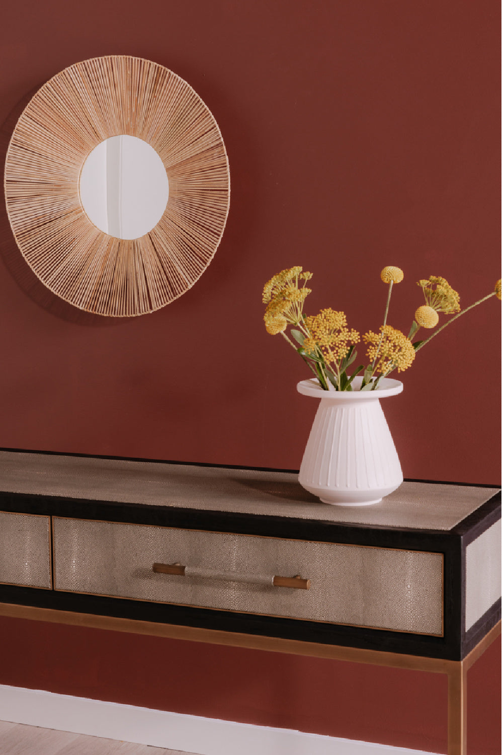 Modern European furniture - Gray Shagreen 2-Drawer Console Table - www.oroa.com