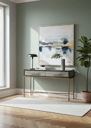 Modern European furniture - Gray Shagreen 2-Drawer Console Table - www.oroa.com