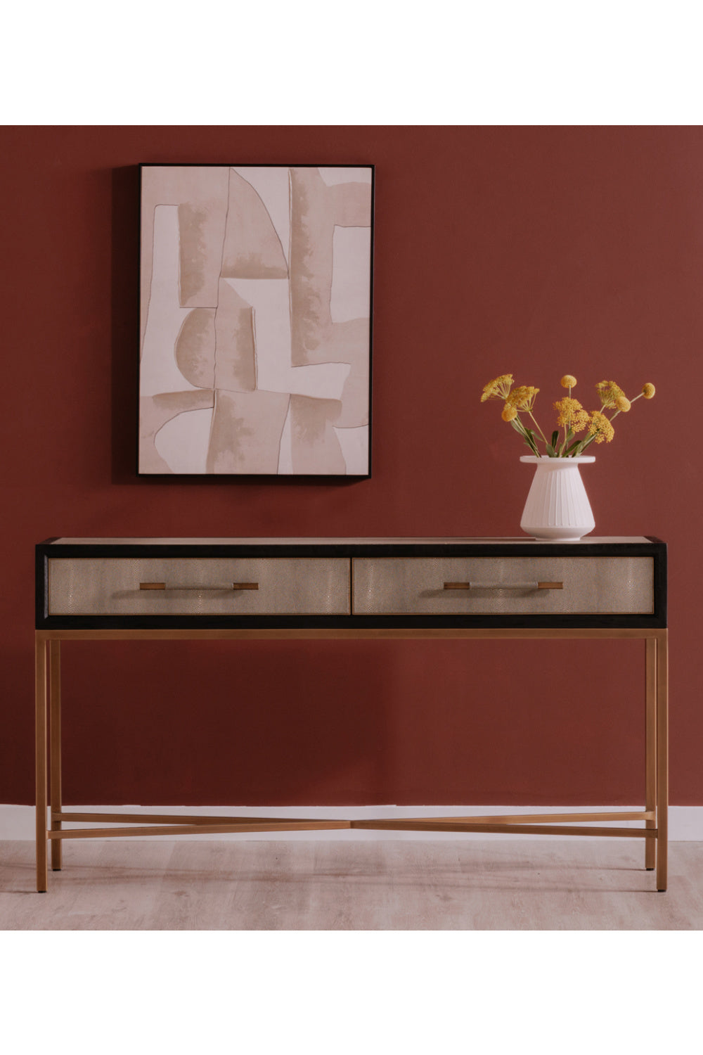 Modern European furniture - Gray Shagreen 2-Drawer Console Table - www.oroa.com