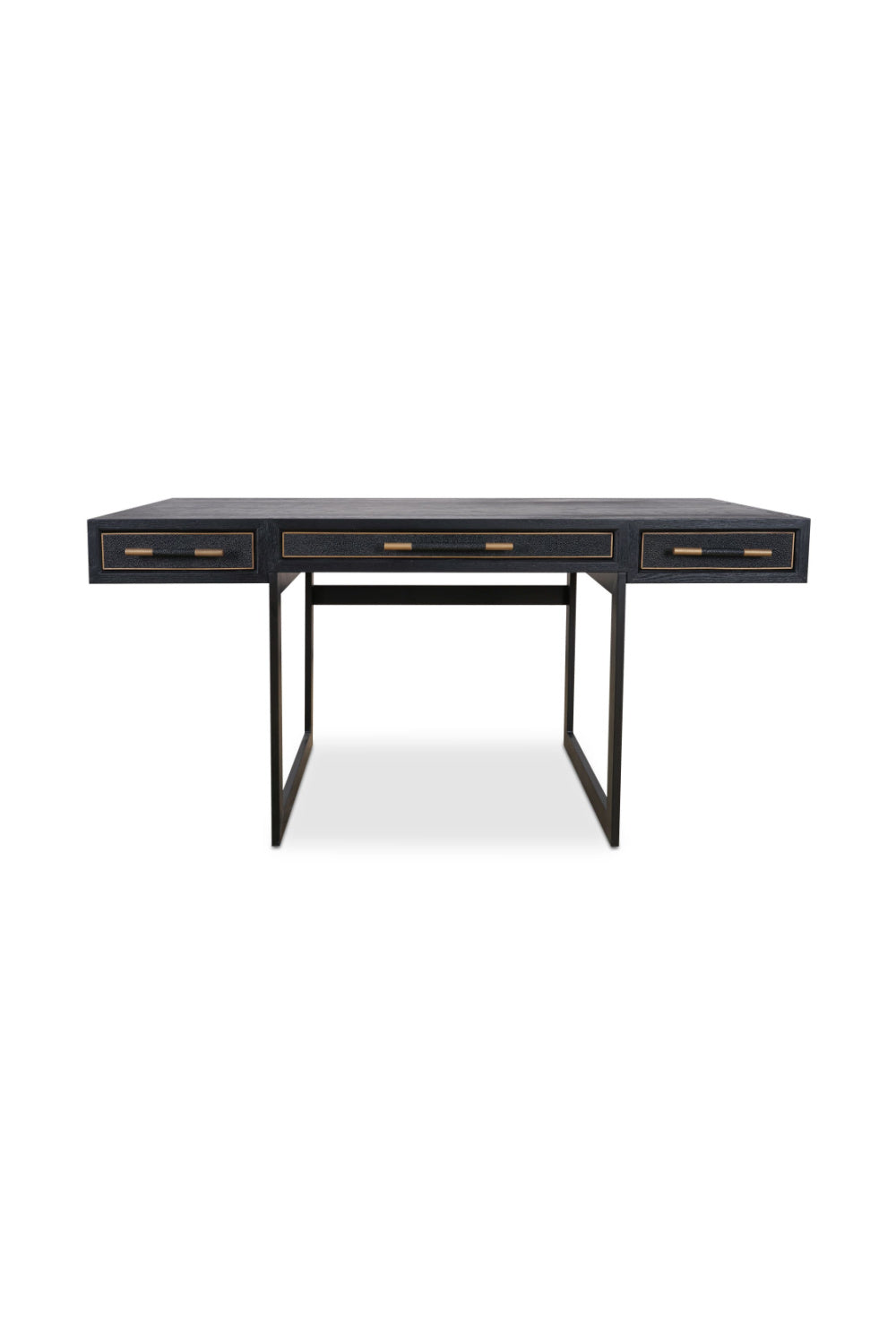   Modern European furniture - Black Vegan Leather 3-Drawer Desk - www.oroa.com | Oroa.com