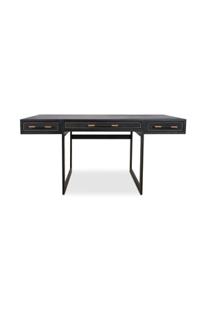   Modern European furniture - Black Vegan Leather 3-Drawer Desk - www.oroa.com | Oroa.com