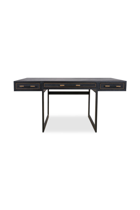   Modern European furniture - Black Vegan Leather 3-Drawer Desk - www.oroa.com | Oroa.com