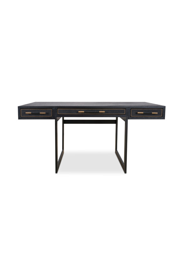 Modern European furniture - Black Vegan Leather 3-Drawer Desk - www.oroa.com