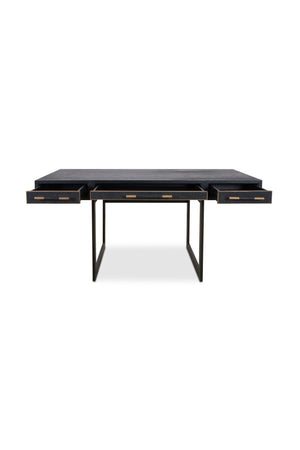   Modern European furniture - Black Vegan Leather 3-Drawer Desk - www.oroa.com | Oroa.com