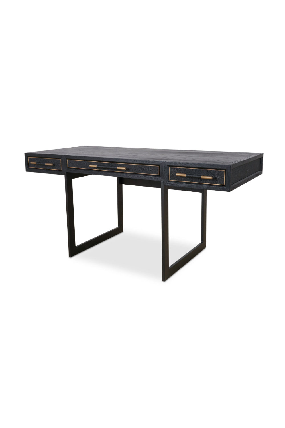   Modern European furniture - Black Vegan Leather 3-Drawer Desk - www.oroa.com | Oroa.com