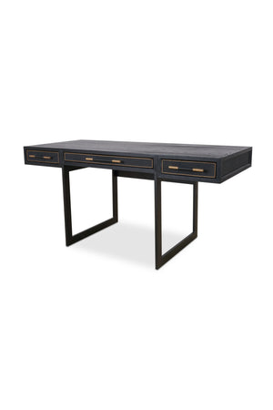   Modern European furniture - Black Vegan Leather 3-Drawer Desk - www.oroa.com | Oroa.com