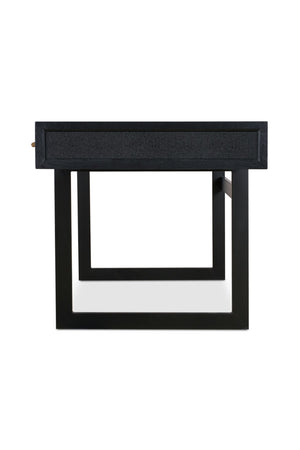   Modern European furniture - Black Vegan Leather 3-Drawer Desk - www.oroa.com | Oroa.com