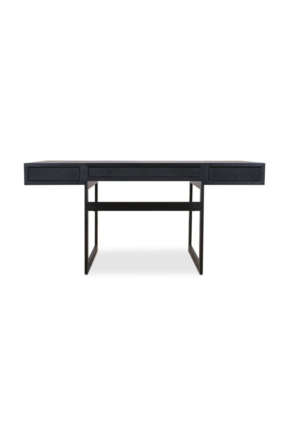   Modern European furniture - Black Vegan Leather 3-Drawer Desk - www.oroa.com | Oroa.com