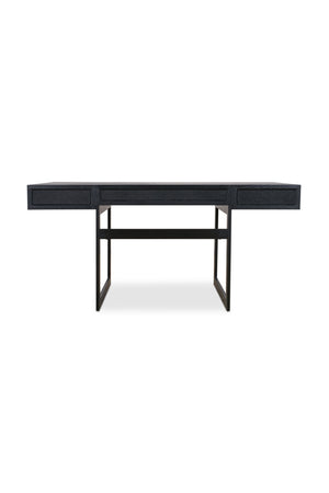   Modern European furniture - Black Vegan Leather 3-Drawer Desk - www.oroa.com | Oroa.com