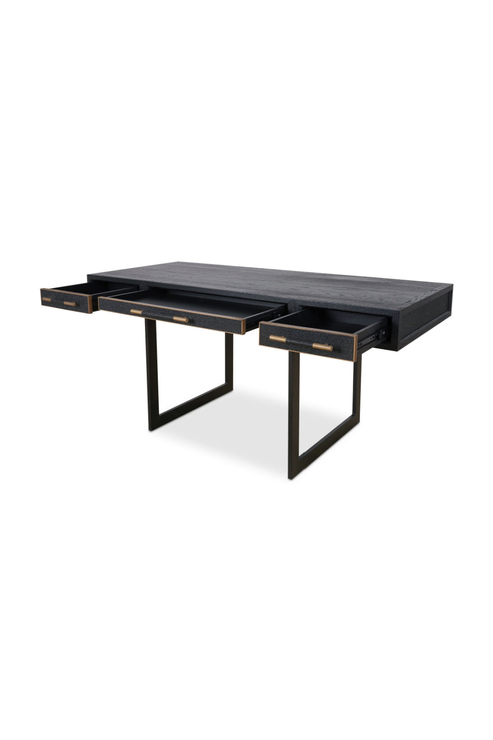   Modern European furniture - Black Vegan Leather 3-Drawer Desk - www.oroa.com | Oroa.com