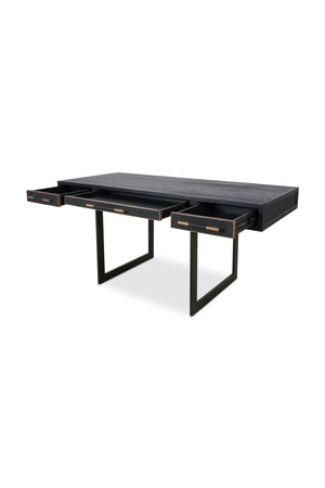   Modern European furniture - Black Vegan Leather 3-Drawer Desk - www.oroa.com | Oroa.com