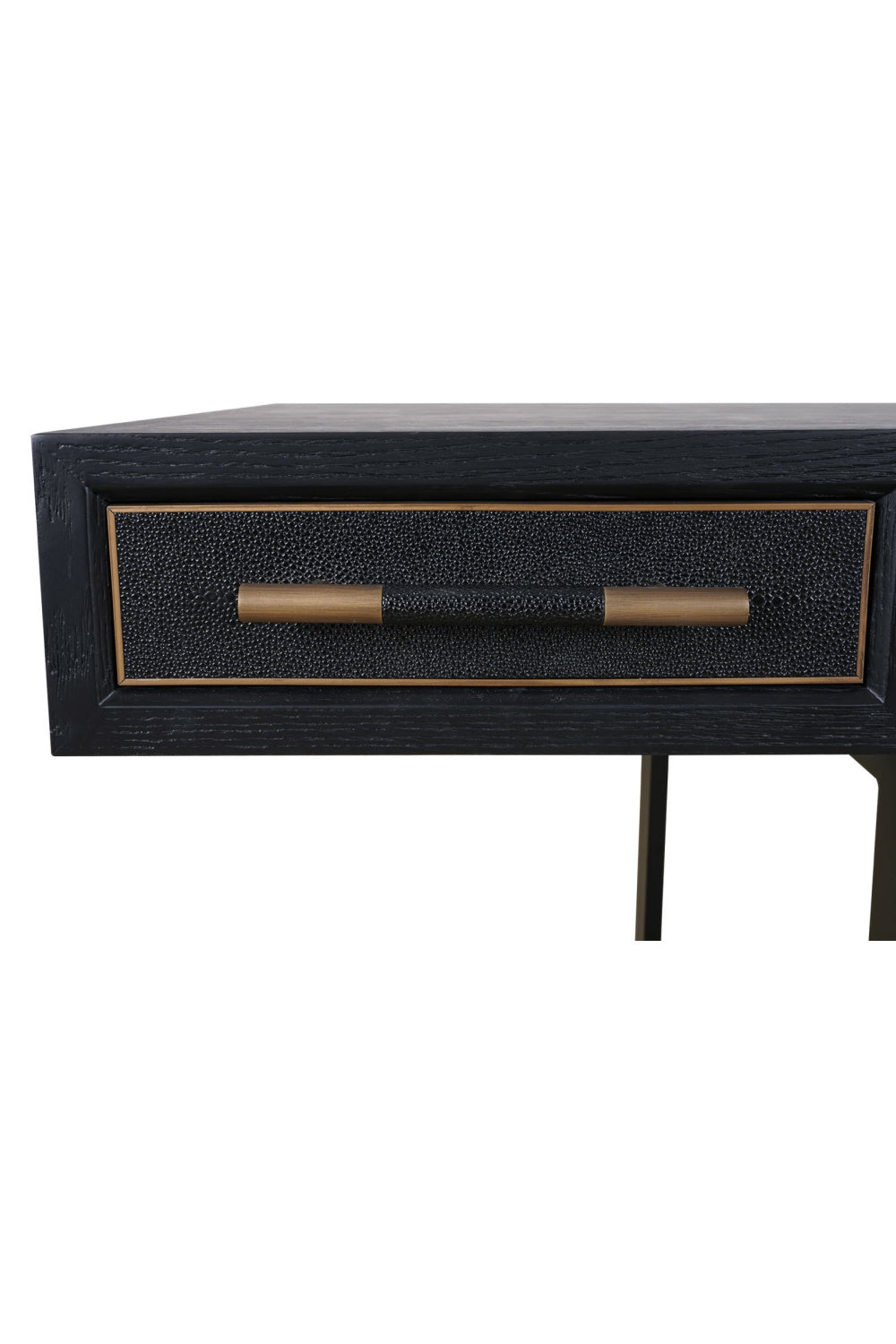  Modern European furniture - Black Vegan Leather 3-Drawer Desk - www.oroa.com | Oroa.com