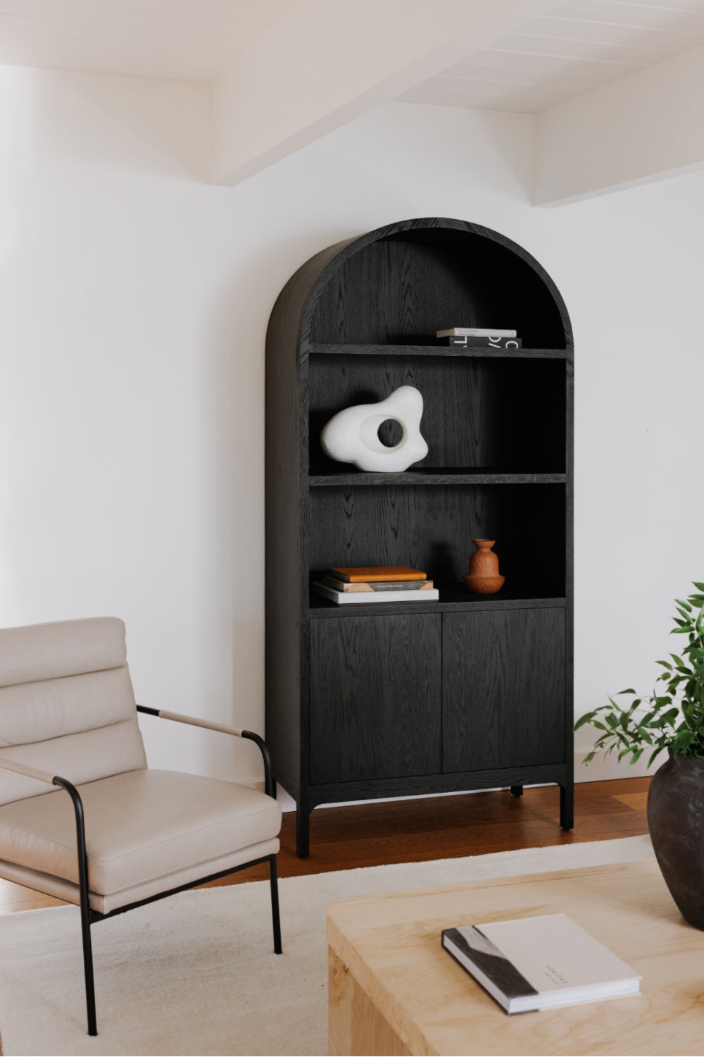 Modern European furniture - Black Oak Arched Cabinet - www.oroa.com