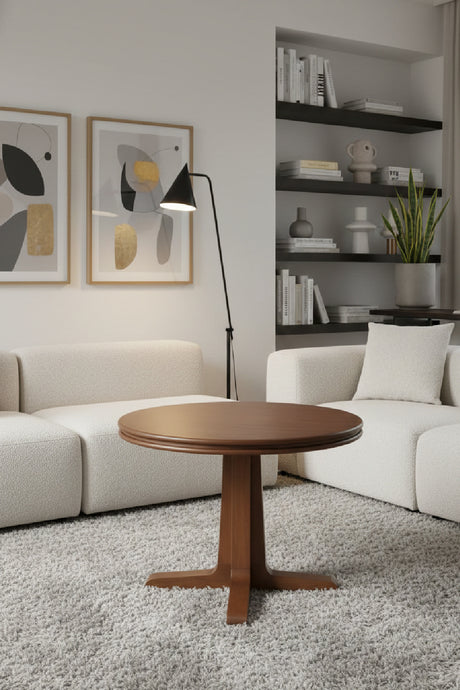 Modern European furniture - Brown Pine Pedestal Coffee Table - www.oroa.com
