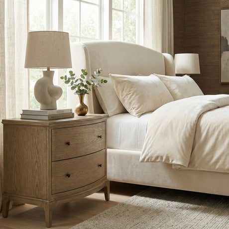Brown Oak 2-Drawer Nightstand | Novi Living Sadie | Oroa.com