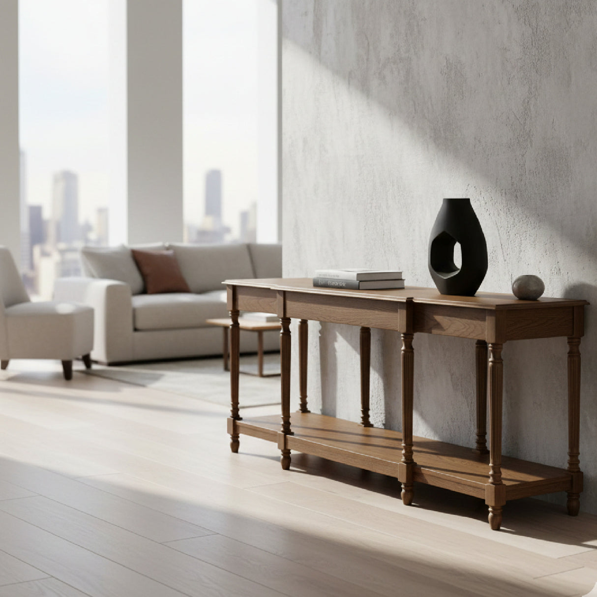 Modern European furniture - Vintage Style Oak Console Table - www.oroa.com