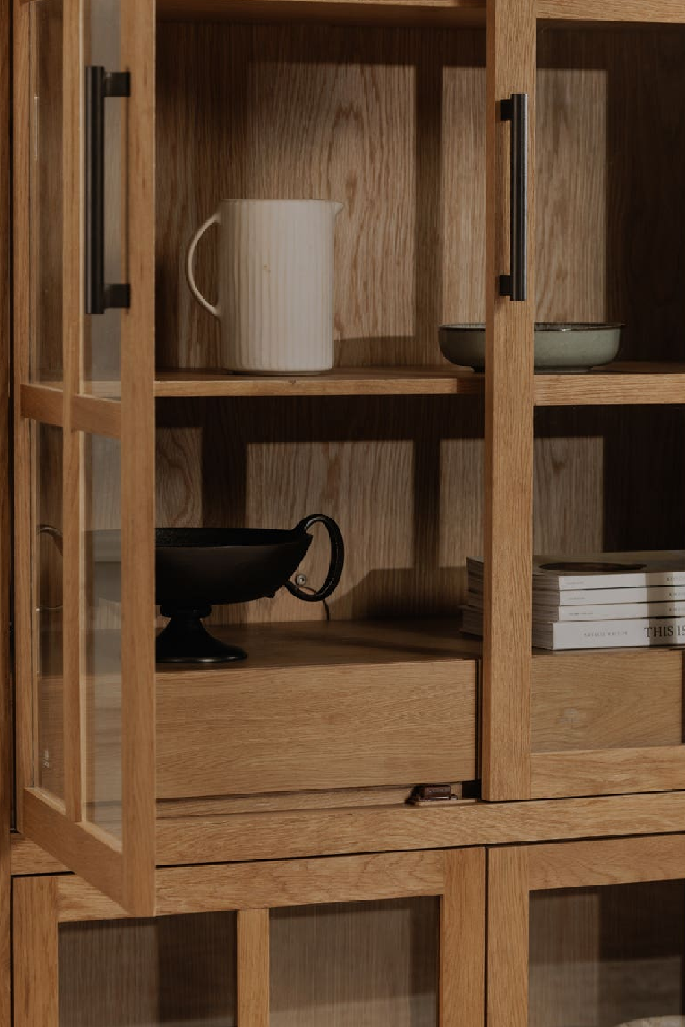 Oak 4-Door Tall Cabinet | Novi Living Raymond | Oroa.com