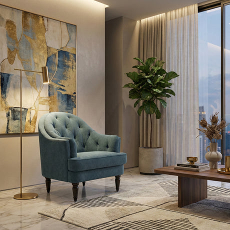 Tufted-Back Curved Accent Chair | Novi Living Pandora