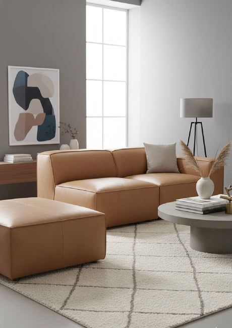 Modern European furniture - Tan Leather Slipper Chair - www.oroa.com