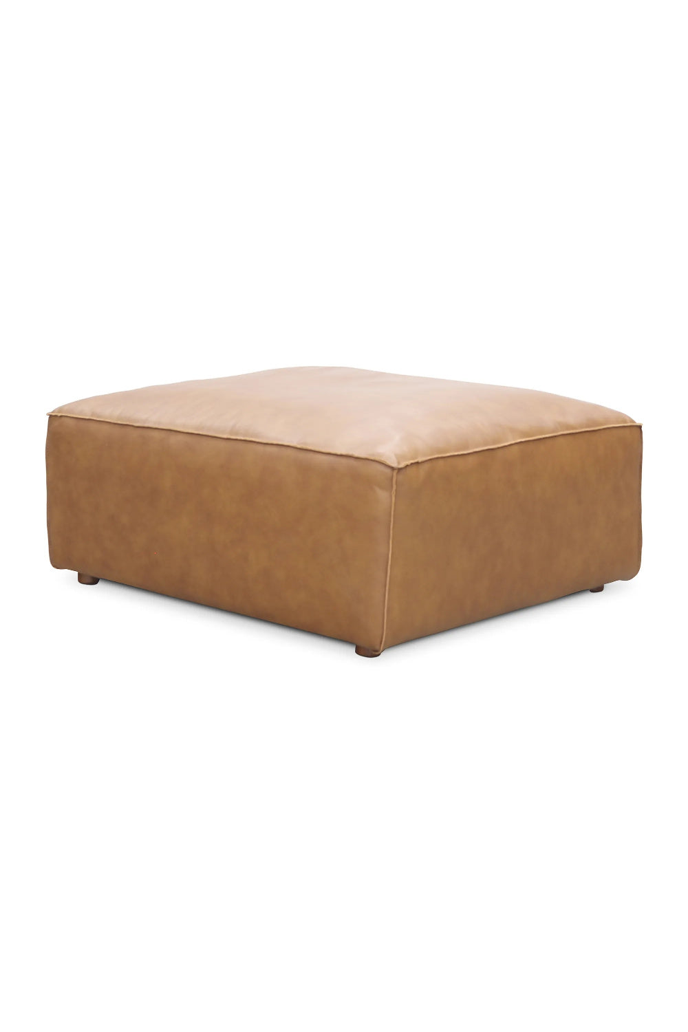 Modern European furniture - Tan Leather Square Ottoman - www.oroa.com