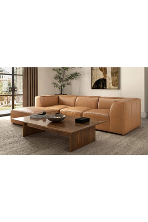 Modern European furniture - Tan Leather Square Ottoman - www.oroa.com