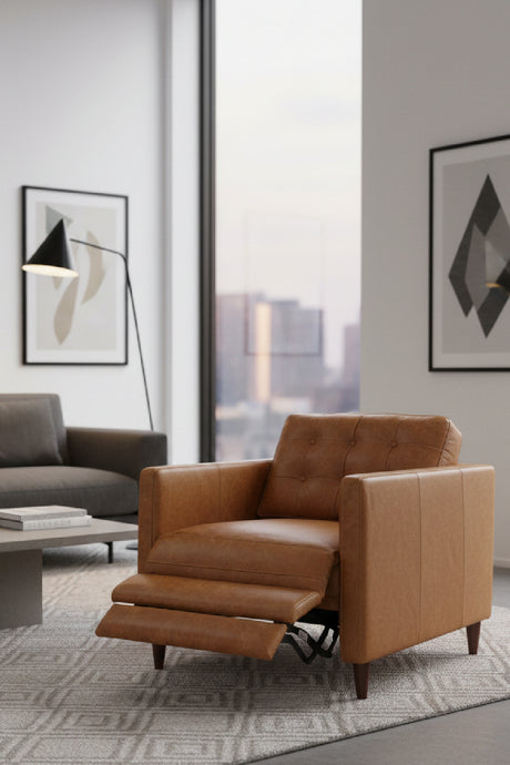 Mid-Century Leather Recliner Chair | Novi Living Bridgers Power | Oroa.com