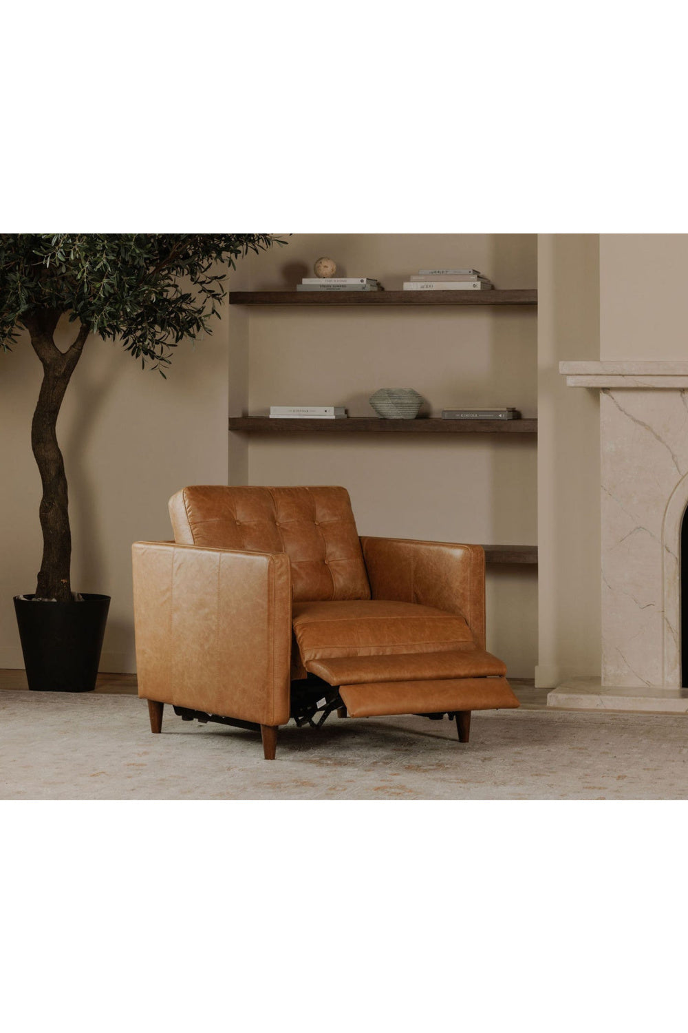 Mid-Century Leather Recliner Chair | Novi Living Bridgers Power | Oroa.com