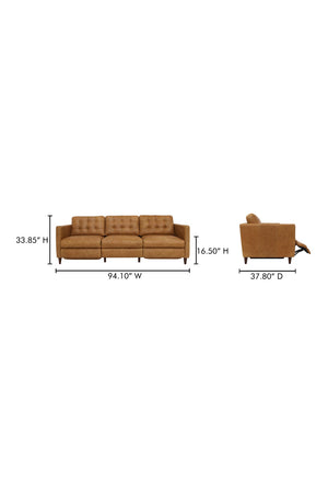 Mid-Century Leather Recliner Sofa | Novi Living Bridgers Power | Oroa.com