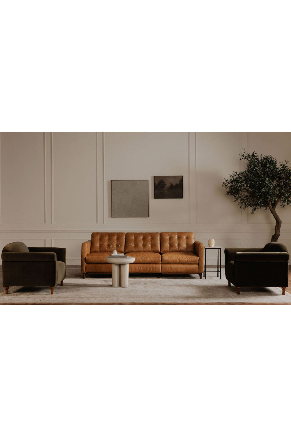 Mid-Century Leather Recliner Sofa | Novi Living Bridgers Power | Oroa.com