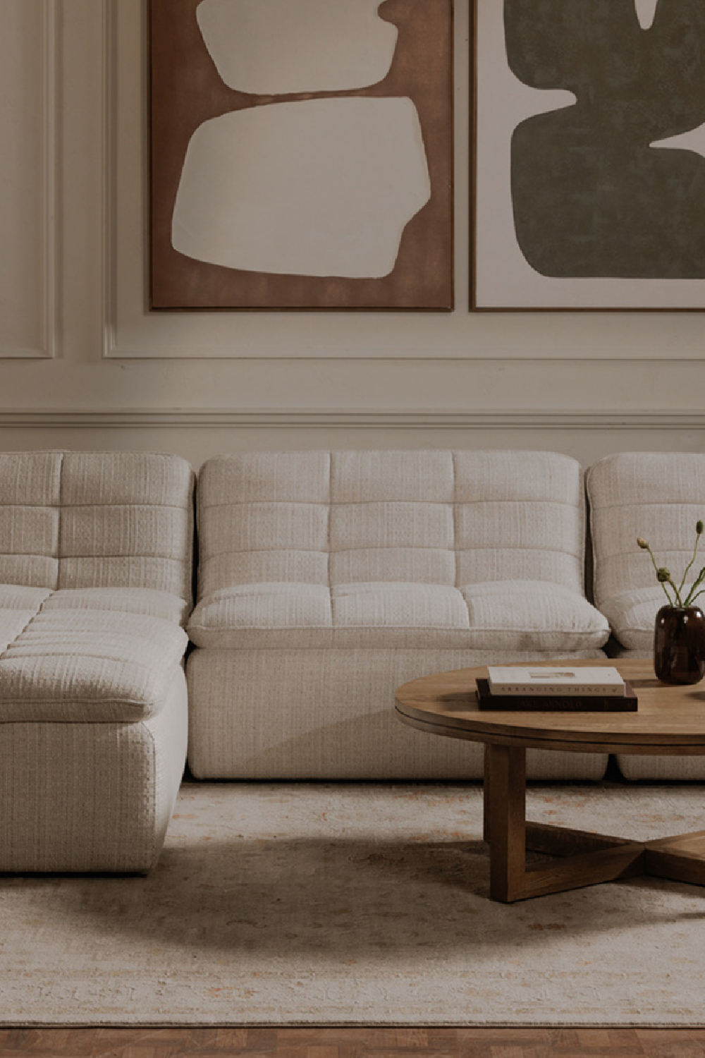 Grid Channeled Ottoman | Novi Living Lino | Oroa.com