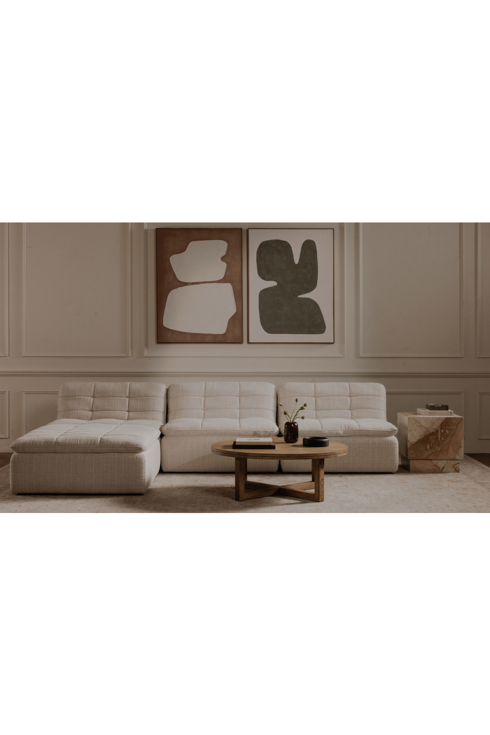 Grid Channeled Ottoman | Novi Living Lino | Oroa.com