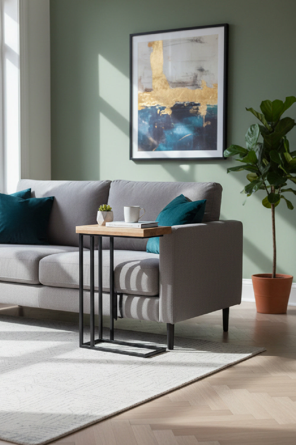 Modern European furniture - C-Shaped Oak Side Table - www.oroa.com