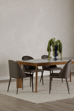 Modern European furniture - Gray Vegan Leather Dining Chairs (2) - www.oroa.com