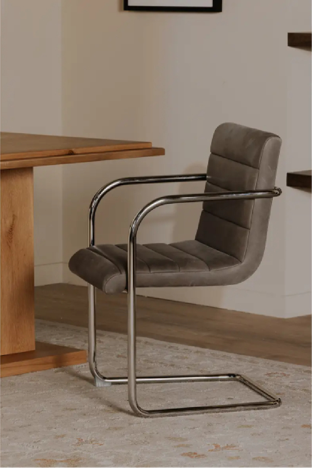 Cantilevered Brown Leather Dining Chairs (2) | Novi Living Pedro | Oroa.com