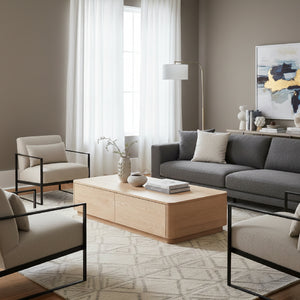 2-Drawer Wooden Coffee Table | Novi Living Round Off | Oroa.com