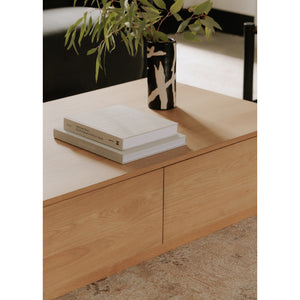 2-Drawer Wooden Coffee Table | Novi Living Round Off | Oroa.com