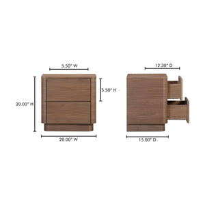2-Drawer Wooden Tall Nightstand | Novi Living Round Off | Oroa.com