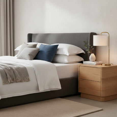 2-Drawer Wooden Tall Nightstand | Novi Living Round Off | Oroa.com