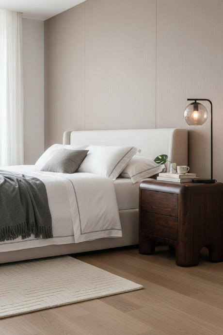 Brown Acacia 2-Drawer Nightstand | Novi Living Rowan | Oroa.com