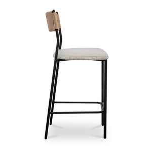 Modern European furniture - White Boucle Seat Counter Stool - www.oroa.com