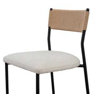 Modern European furniture - White Boucle Seat Counter Stool - www.oroa.com