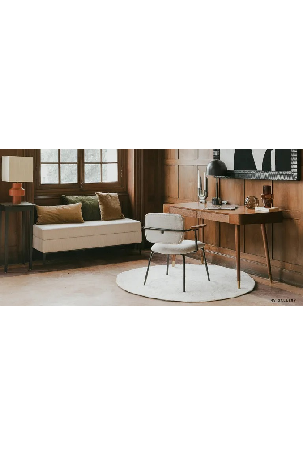 Walnut Wood 2-Drawer Desk | NV Gallery Vinyle | Oroa.com