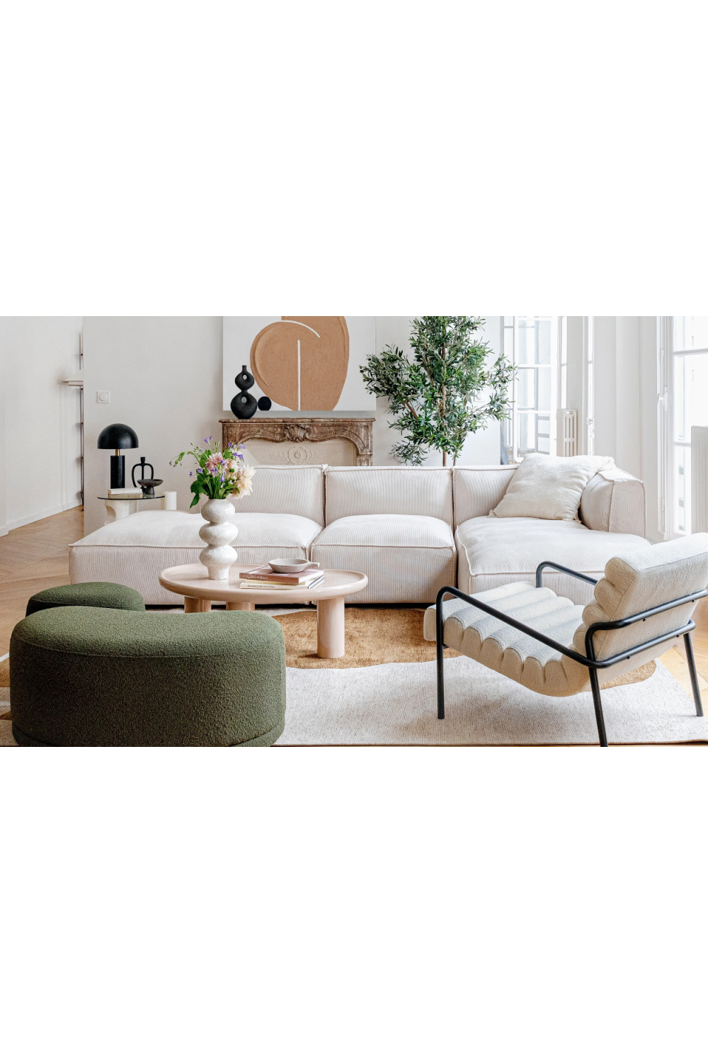 Pebble-Shaped Upholstered Bench | NV Gallery Enzo | Oroa.com