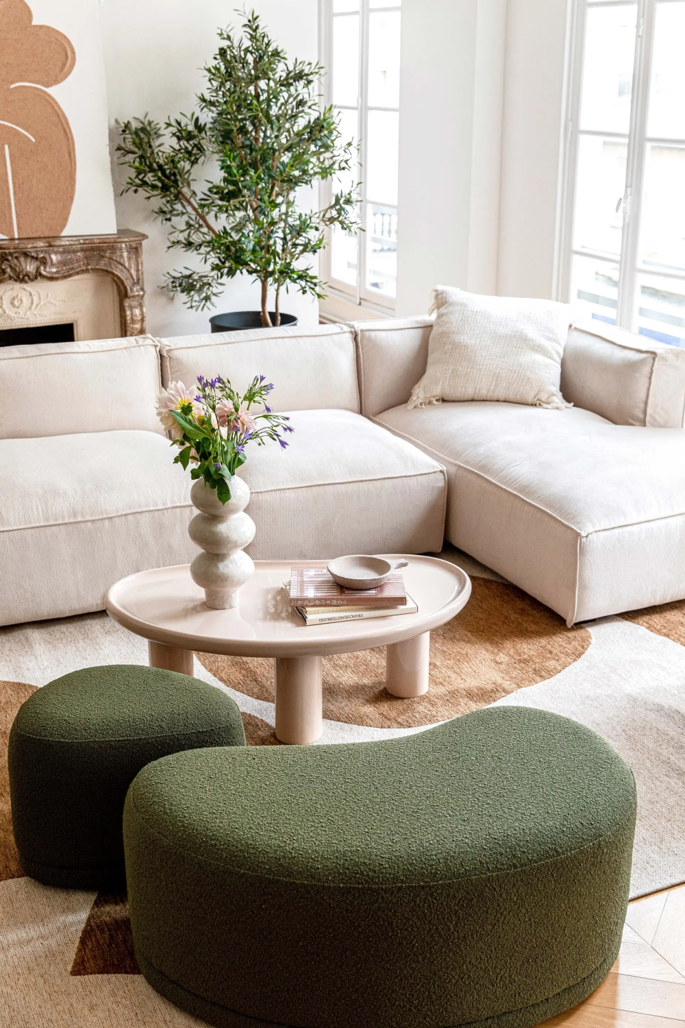 Pebble-Shaped Upholstered Pouf | NV Gallery Enzo | Oroa.com